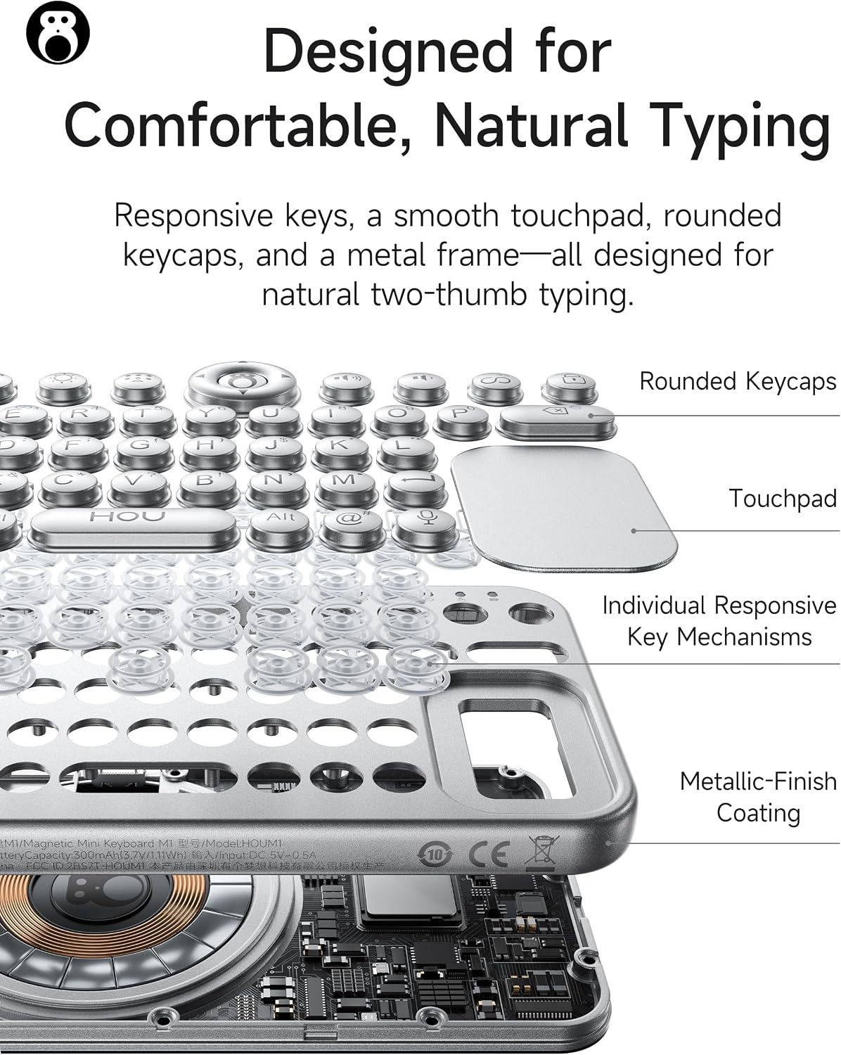 Mini Bluetooth Keyboard, Magnetic Portable ，Touchpad& 7-Color Backlight