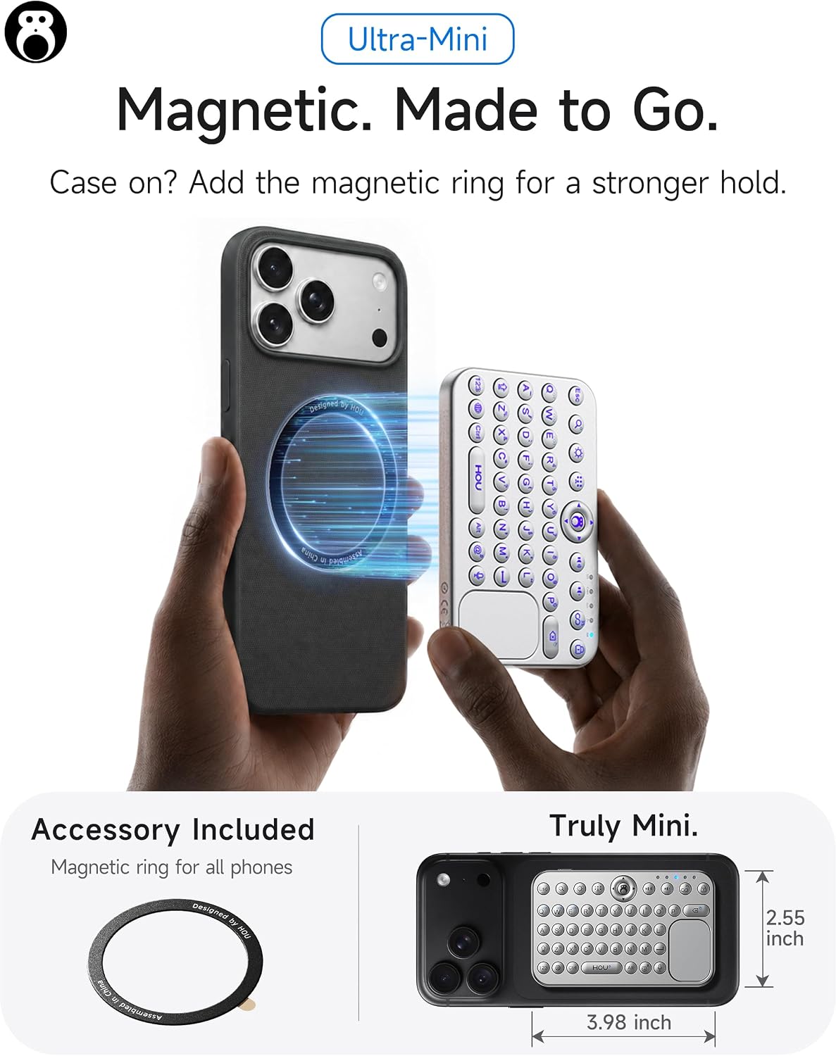 Mini Bluetooth Keyboard, Magnetic Portable ，Touchpad& 7-Color Backlight