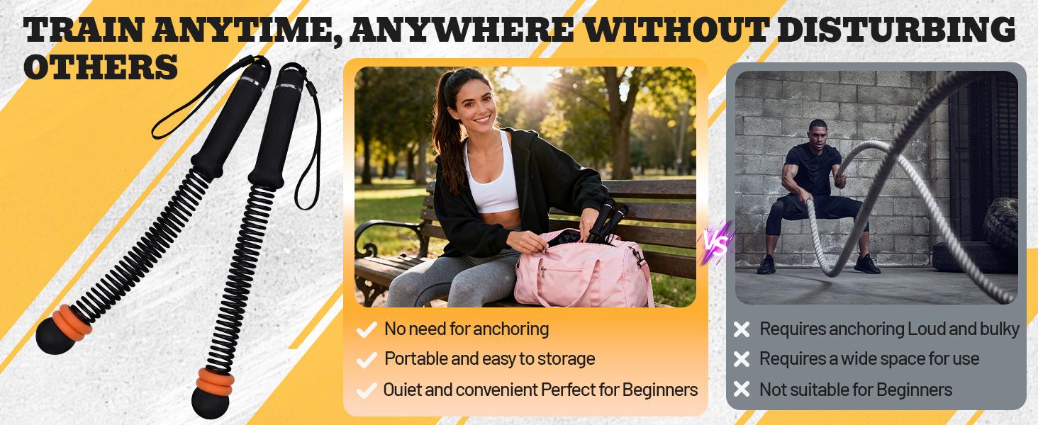 FINDAMAZE Cordless Battle Ropes for Home Gym - Cordless Training Rope Fitness Equipment for Men & Women, Weighted Workout Ropes for HIIT, No-Jump Full-Body Exercise, Ideal for Fitness Enthusiasts Workout Equipment Training Equipment & Festival Gift