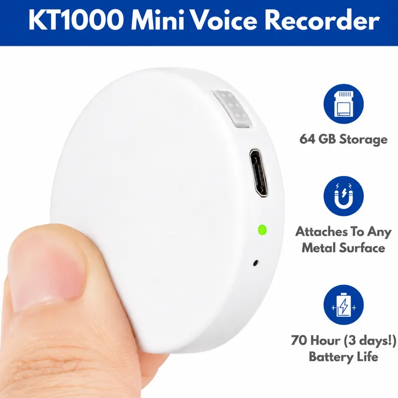 64GB Voice Activated Recorder + Digital Voice Recorder, Compact Audio Recorder, Audio Recording Device, Grabadora de Audio Digital, Gray