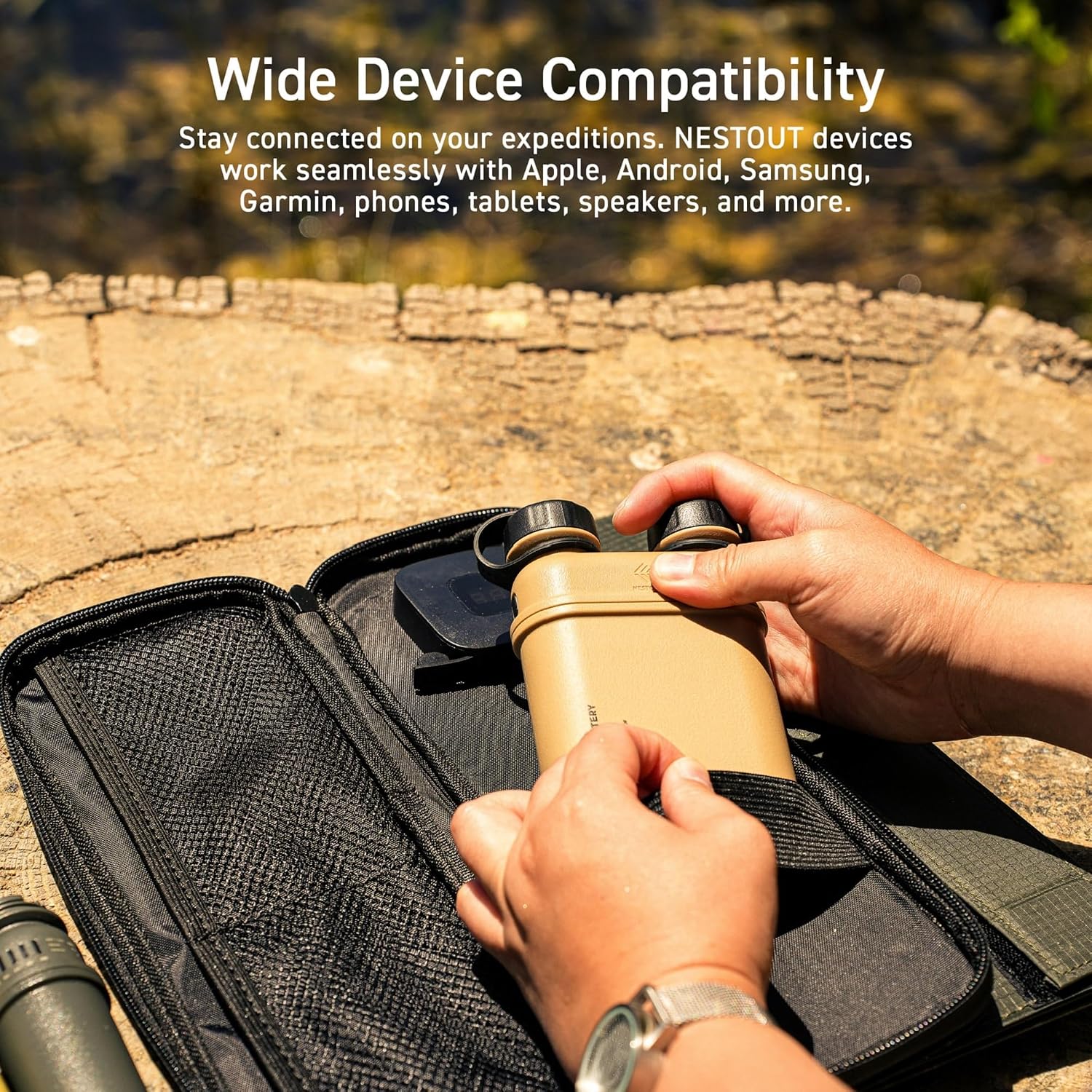 Rugged Power Bank, 15000mAh Outdoor Charger, 32W USB C Fast Charging PD, Waterproof IP67, Heavy Duty Shockproof, Tactical Battery Pack for iPhone Tablet Hiking Camping Survival (Beige)