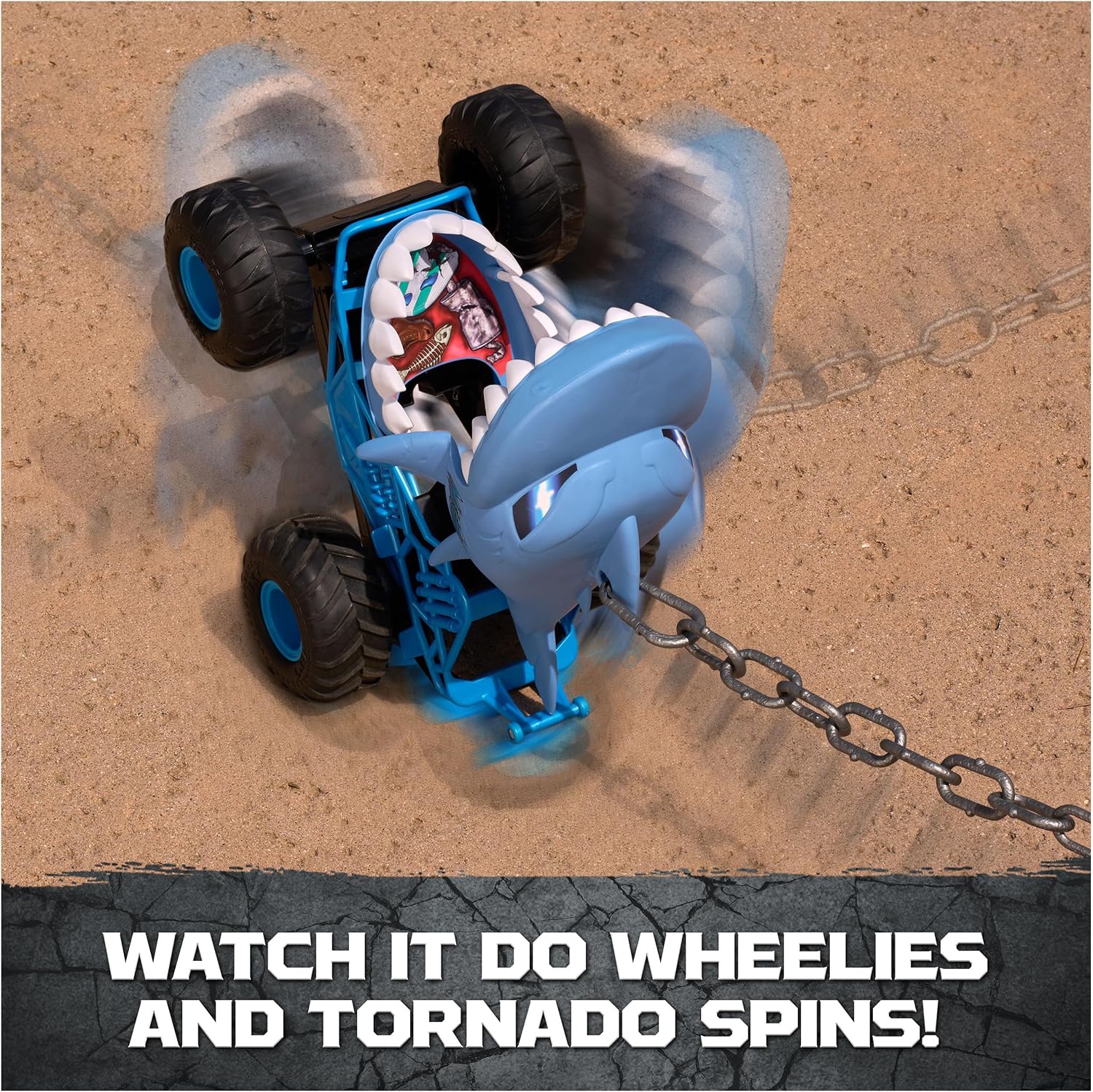 Monster Jam Chomping Megalodon RC Toy Monster Truck, 1:15 Scale