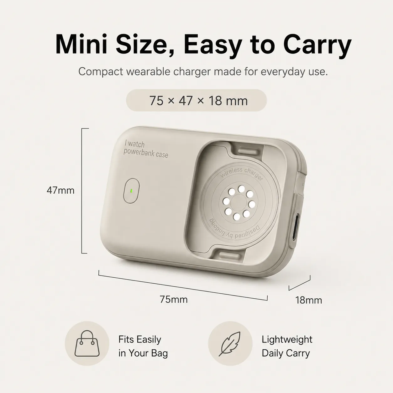 1200mAh Magnetic Wireless Power Bank for Apple Watch – Portable Type-C Rechargeable Charger