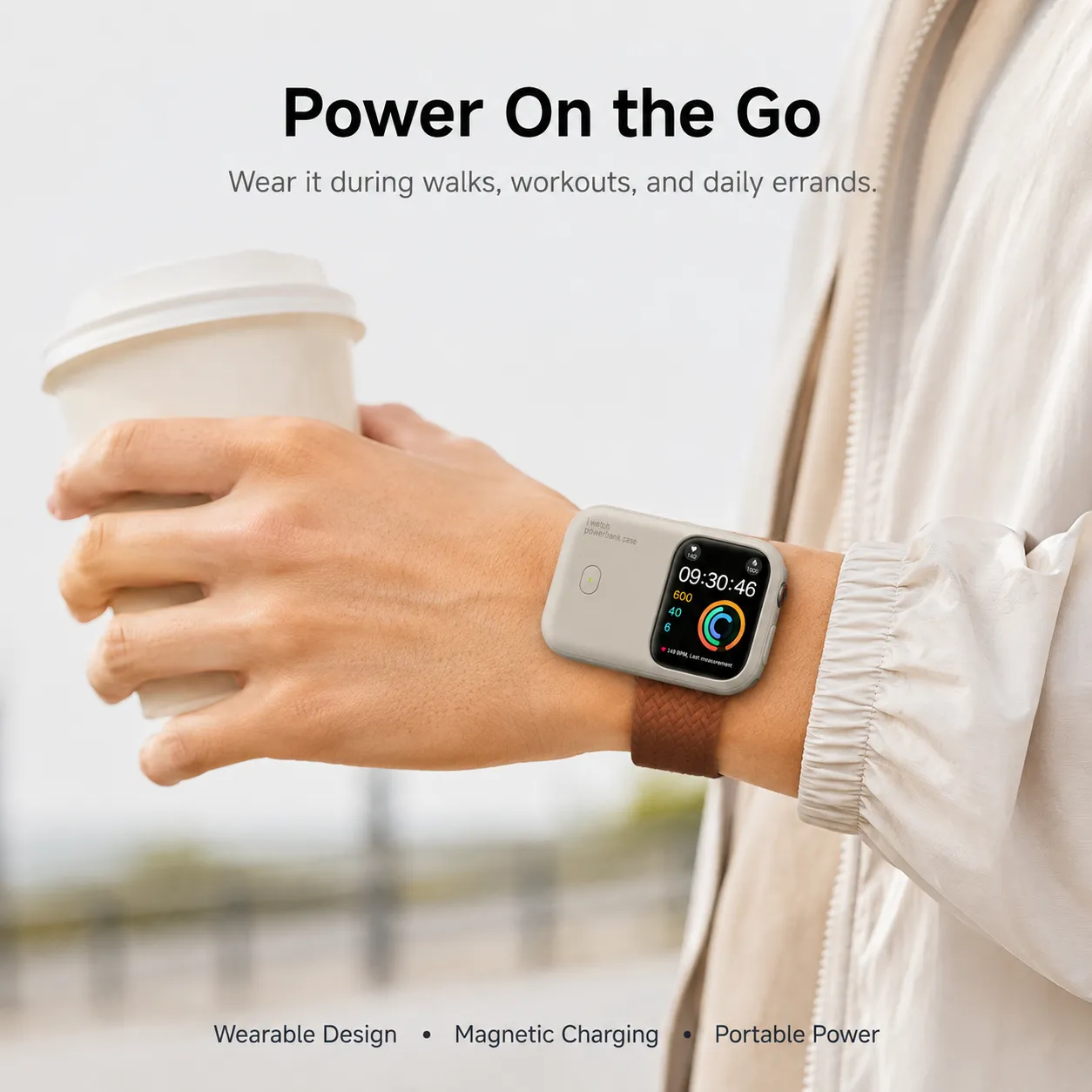 1200mAh Magnetic Wireless Power Bank for Apple Watch – Portable Type-C Rechargeable Charger