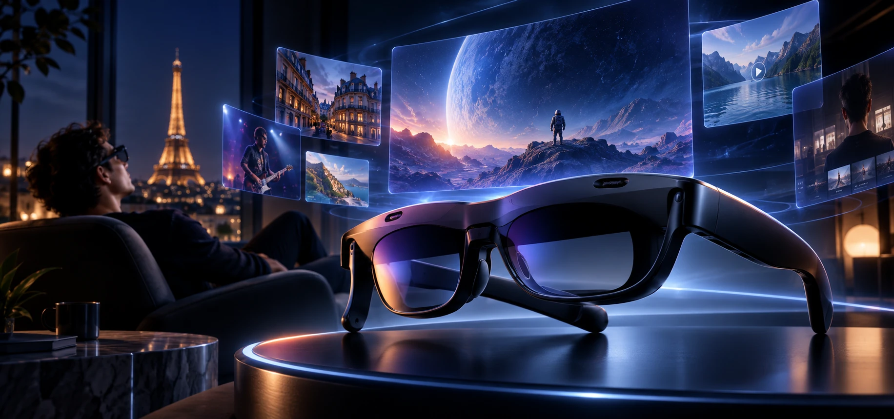 Lunettes XR AR dans une exp&eacute;rience de cin&eacute;ma personnel &agrave; Paris