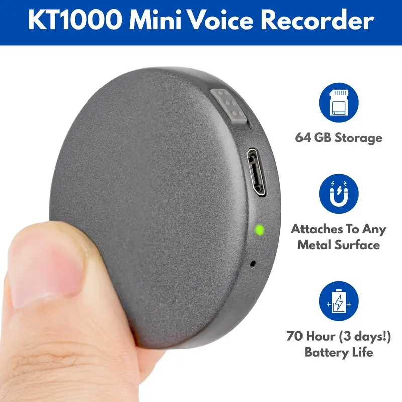 64GB Voice Activated Recorder + Digital Voice Recorder, Compact Audio Recorder, Audio Recording Device, Grabadora de Audio Digital, Gray