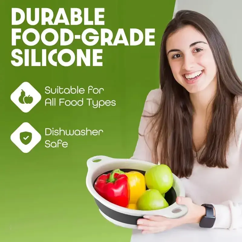 Collapsible Colanders 3-Pack Sturdy Kitchen Strainer Set