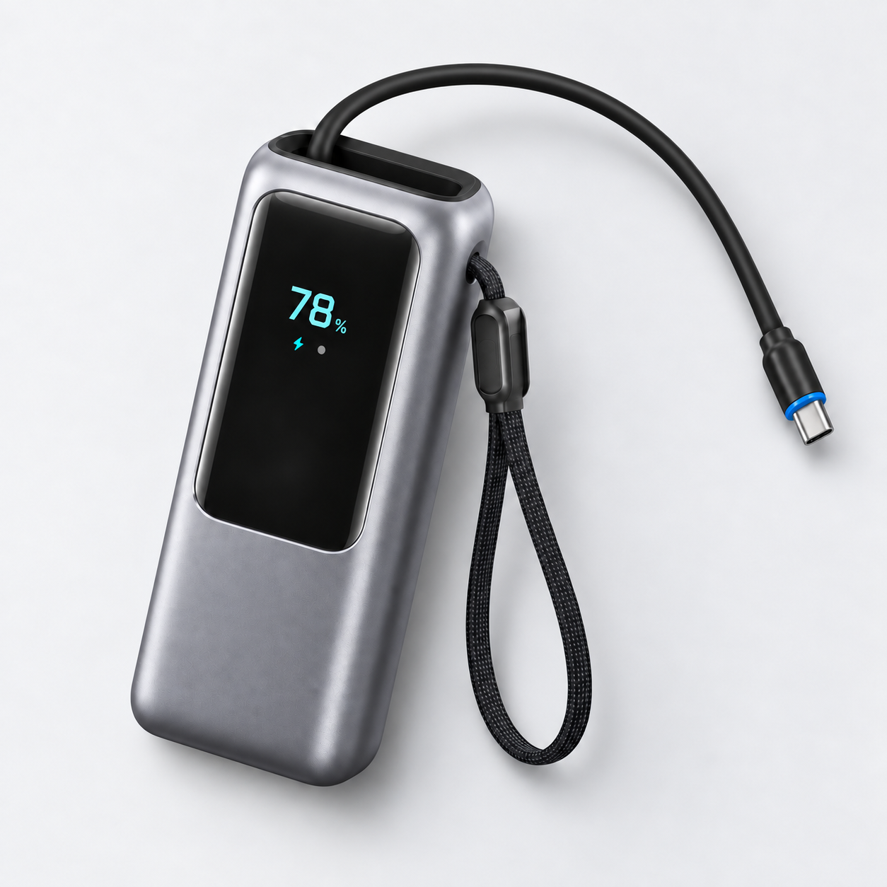 25000mAh 165W Powerbank mit integrierten USB-C Kabeln für Laptop, Smartphone & Tablet