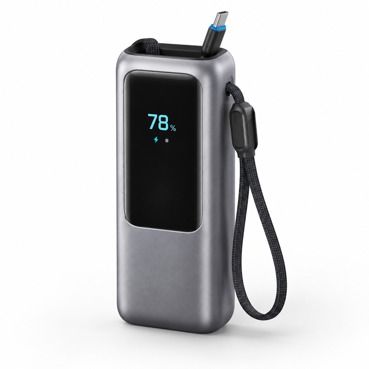 25000mAh 165W Powerbank mit integrierten USB-C Kabeln für Laptop, Smartphone & Tablet