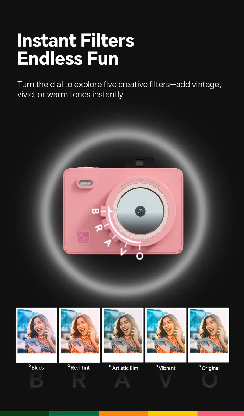 Hanin Z5S Instant Print Camera & 2x3 Portable Bluetooth Photo Printer for iPhone & Android, Full-Color Dye-Sub Ink-Free Printing, Print from Phone or Camera, for Travel, Party, Couple & Family Photos, GiftedInLove