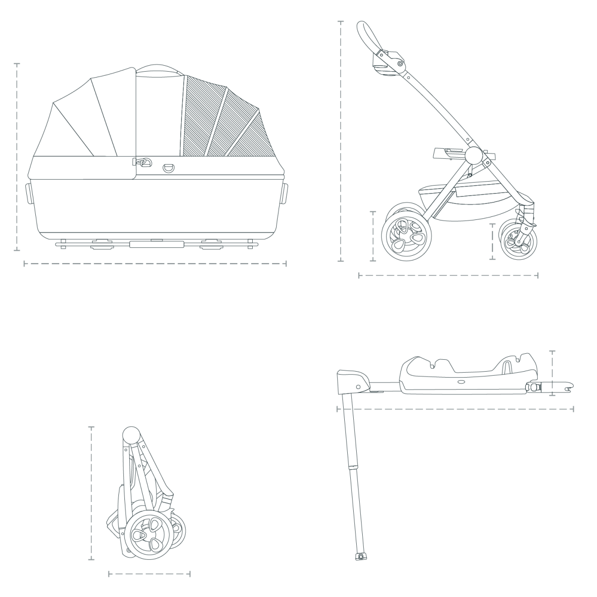 Medium Flex carrier and open stroller dimensions