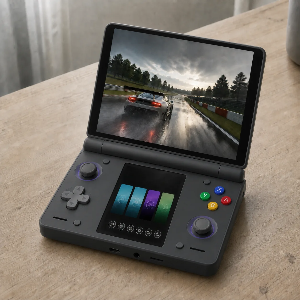 Graphite black colour option with the same dual-screen control layout