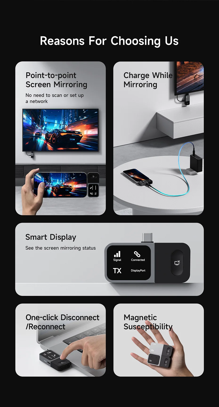 Hagibis GA10 Wireless Display Adapter USB-C Transmitter & HDMI Receiver