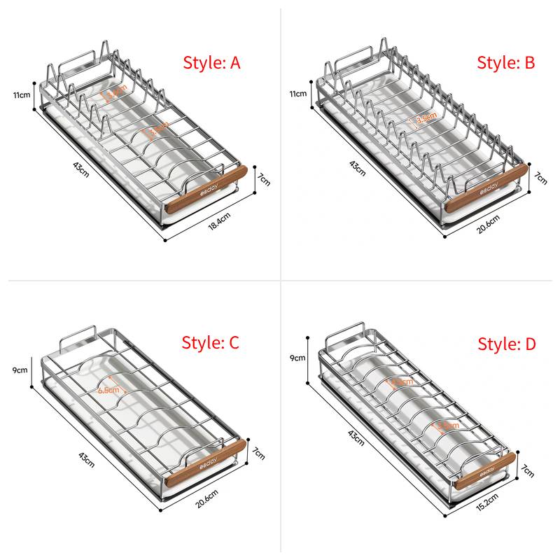 304 Stainless Steel Pull-Out Dish Rack for Kitchen Cabinet with Drip Tray