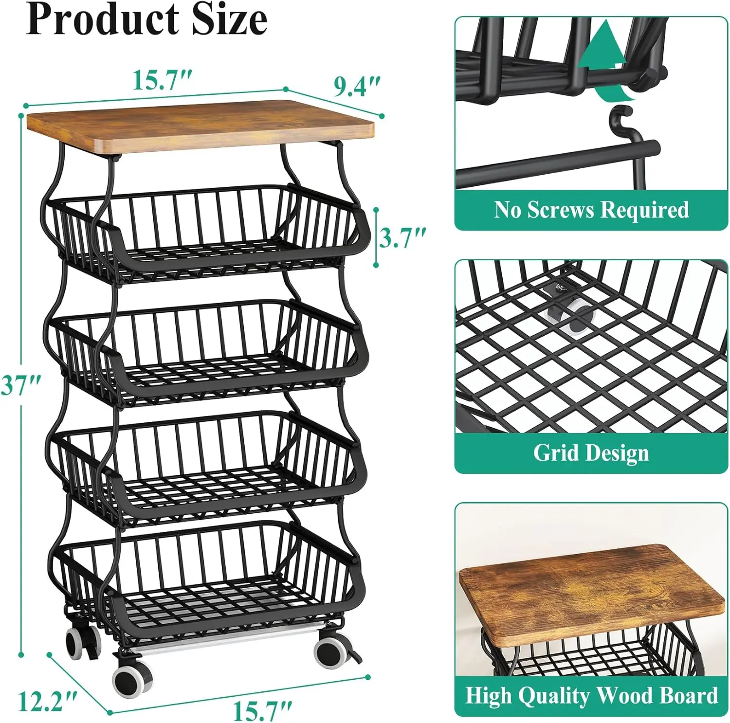 Multi-tier Metal Storage Basket