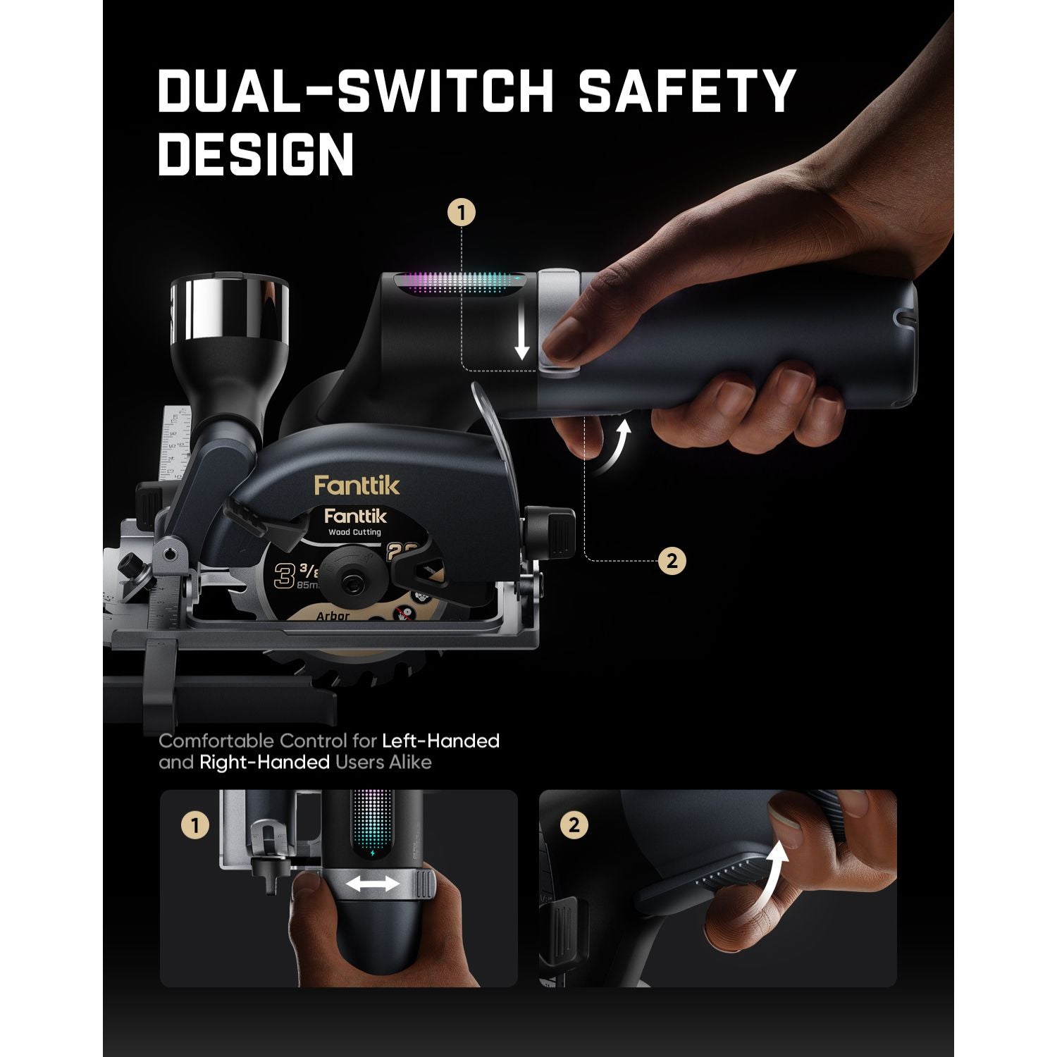 Dual-switch safety control on the O11 Pro