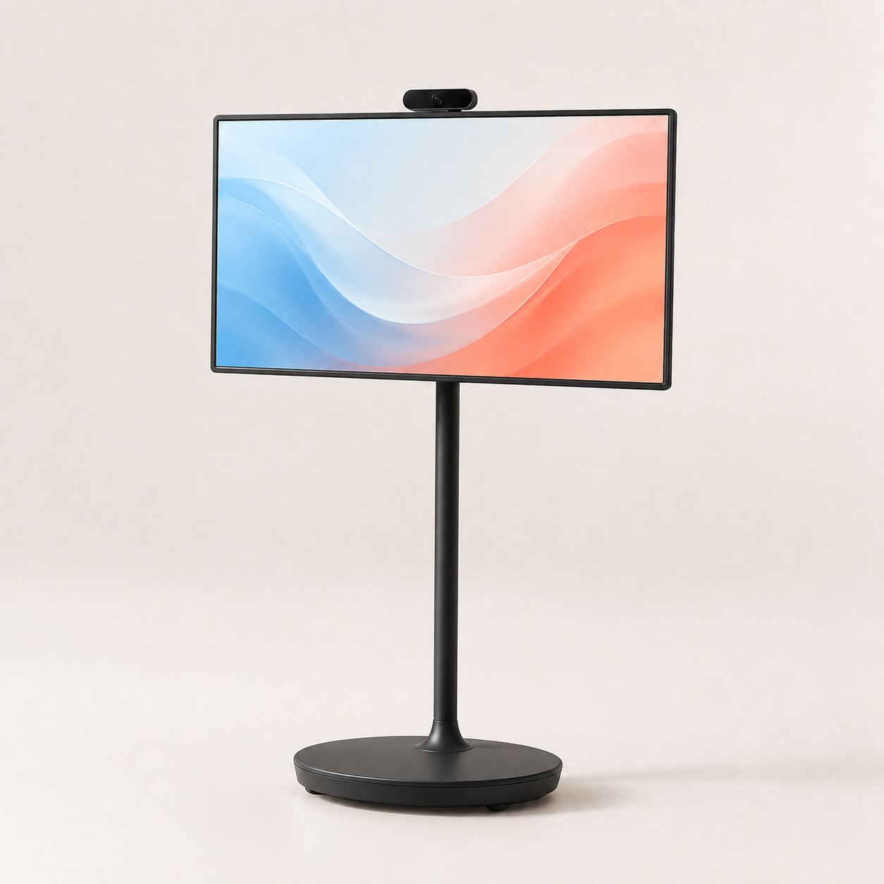 Black 32-inch portable touchscreen TV viewed from the front