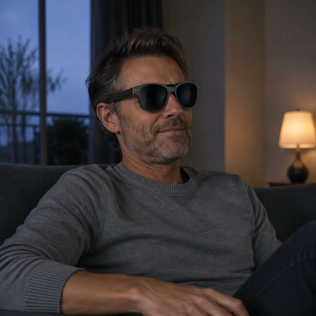 Person using XR glasses for a private cinema experience