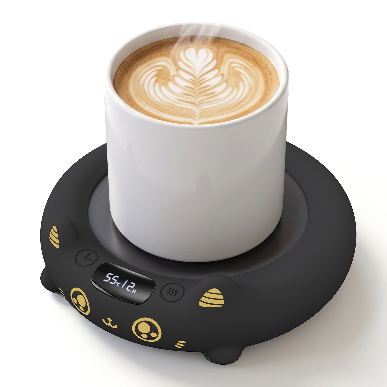 MYMULIKE Cat Mug Warmer, Cute Pet Design Electric Coffee Mug Warmer, 4 Temp Settings Drink Heating Coaster with Timer, Desk Coffee Cup Warmer for Home Office