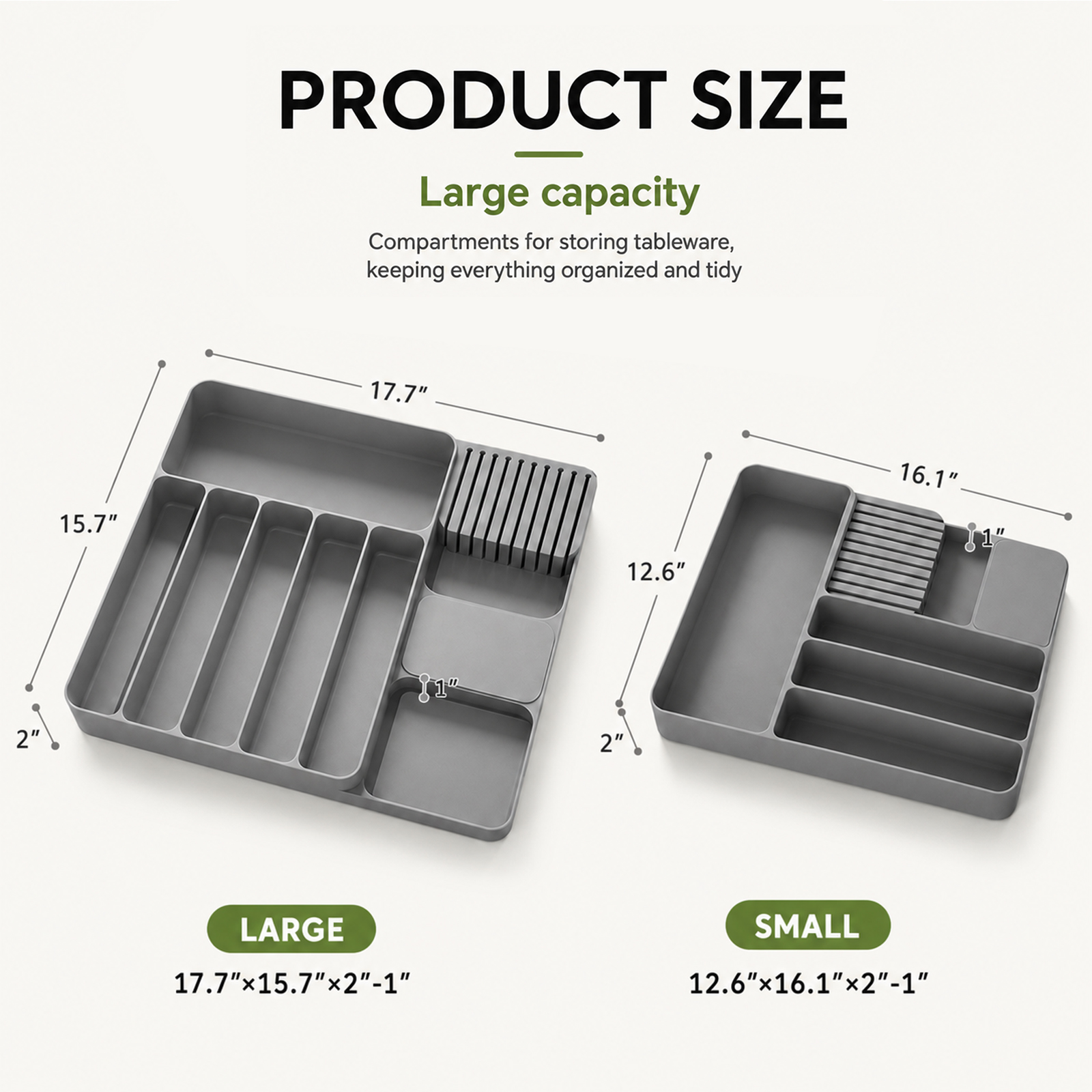2 Pack Food Grade Silicone Cutlery Drawer Organiser, Multi-use Storage for Kitchen Utensils & Daily Items, Fits All Drawers
