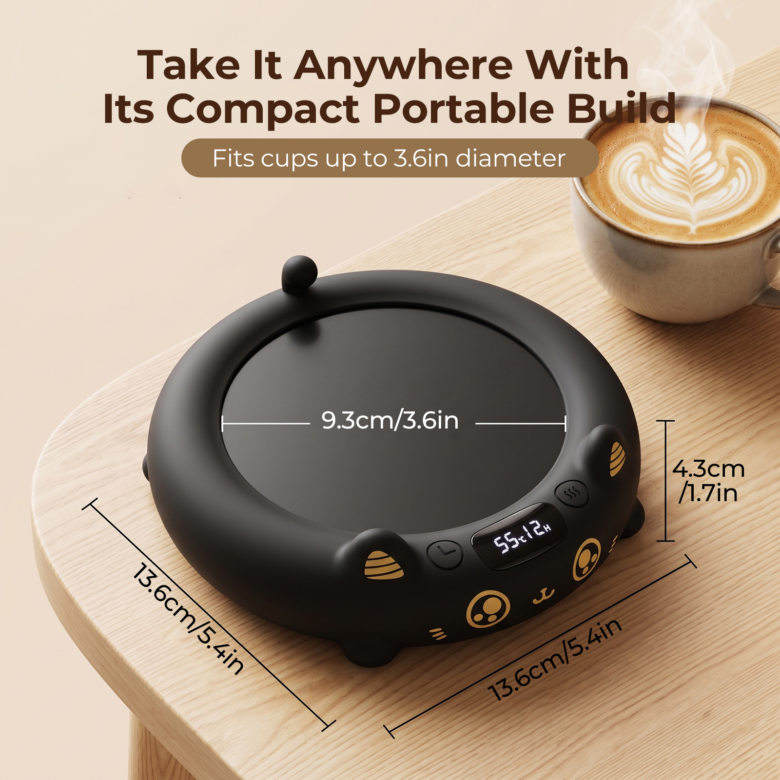 MYMULIKE Cat Mug Warmer, Cute Pet Design Electric Coffee Mug Warmer, 4 Temp Settings Drink Heating Coaster with Timer, Desk Coffee Cup Warmer for Home Office