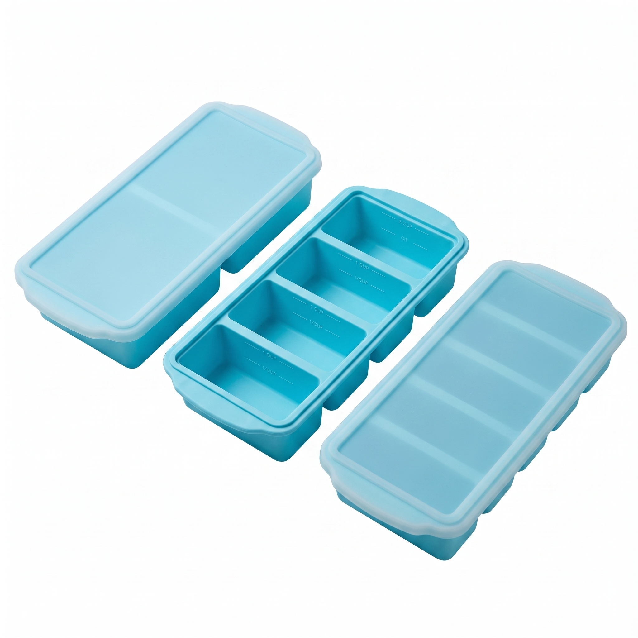 3 Pack Silicone Freezer Tray, Food Grade Multi-Purpose Reusable Easy Release Molds for Meal Prep, Soup & Leftover Storage
