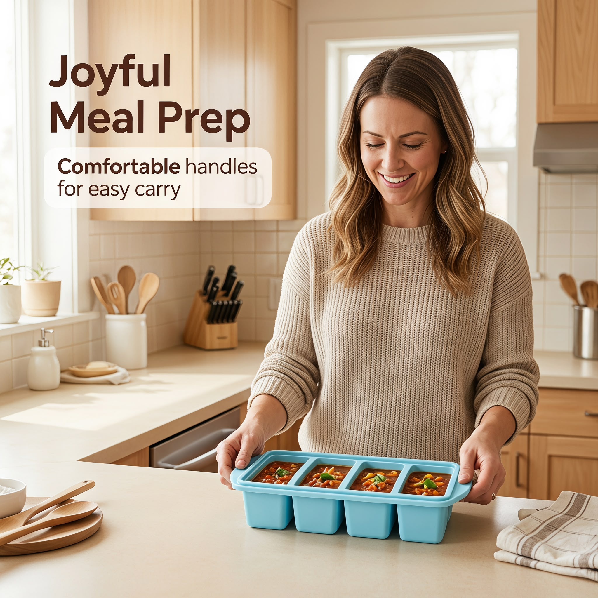 3 Pack Silicone Freezer Tray, Food Grade Multi-Purpose Reusable Easy Release Molds for Meal Prep, Soup & Leftover Storage