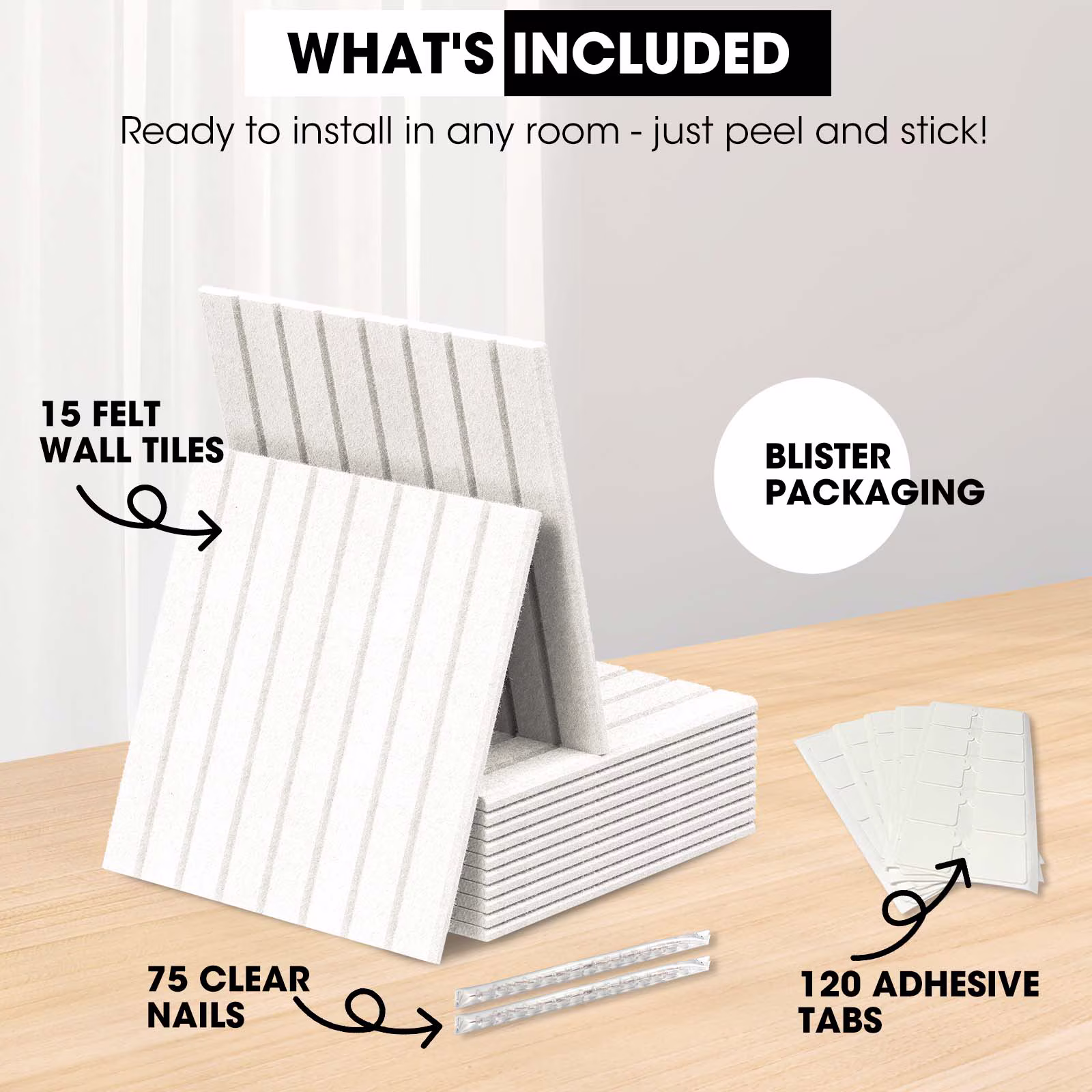 MYMULIKE 59" x 36" Large White Felt Bulletin Board, 15 Pack Cork Board Alternative with Adhesive Tabs for Wall & Room Decor,Home Office,Classroom Dorm