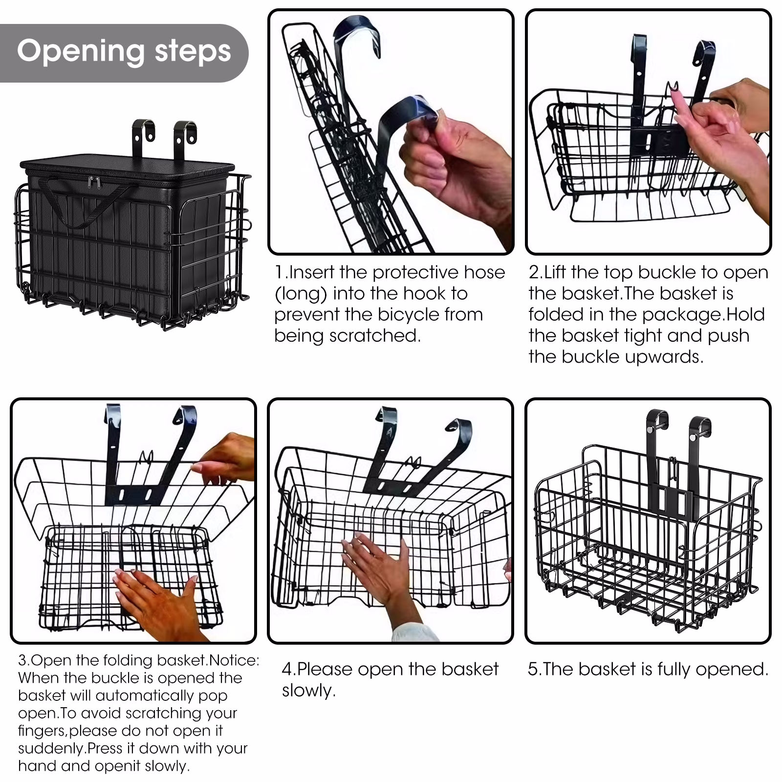 Bike Basket Front, Folding Bicycle Basket with Removable Waterproof Liner Bag, Rear Bike Cargo Rack, Bike Baskets for Adult Bikes Carrying Dogs,Pet,Grocery,Quick Release Design