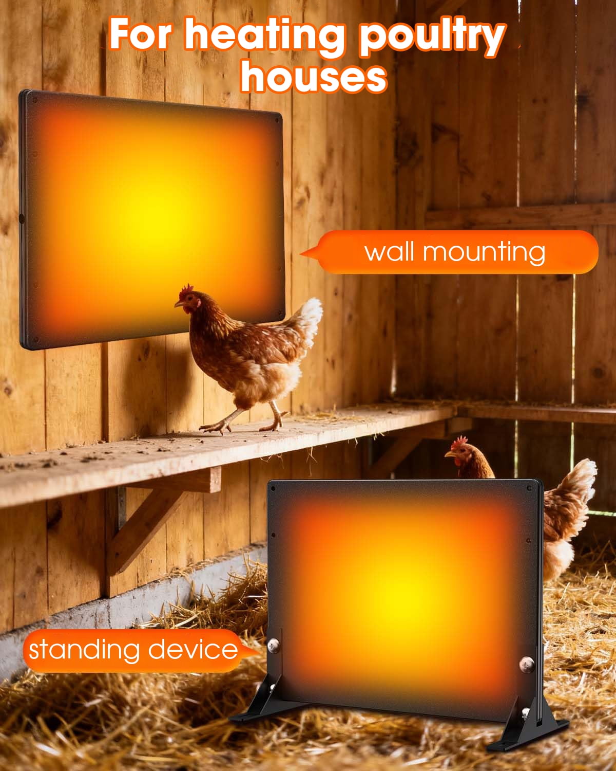Brooder Heater for Chicks with Timer, Chicken Brooder Thermostat Plate Chick Flat Panel Chick Heater, Chicken Coop Heater with Adjustable Temp (41~176℉℉/50~80℃) Incubator Chick Coop for Pets, Chicks