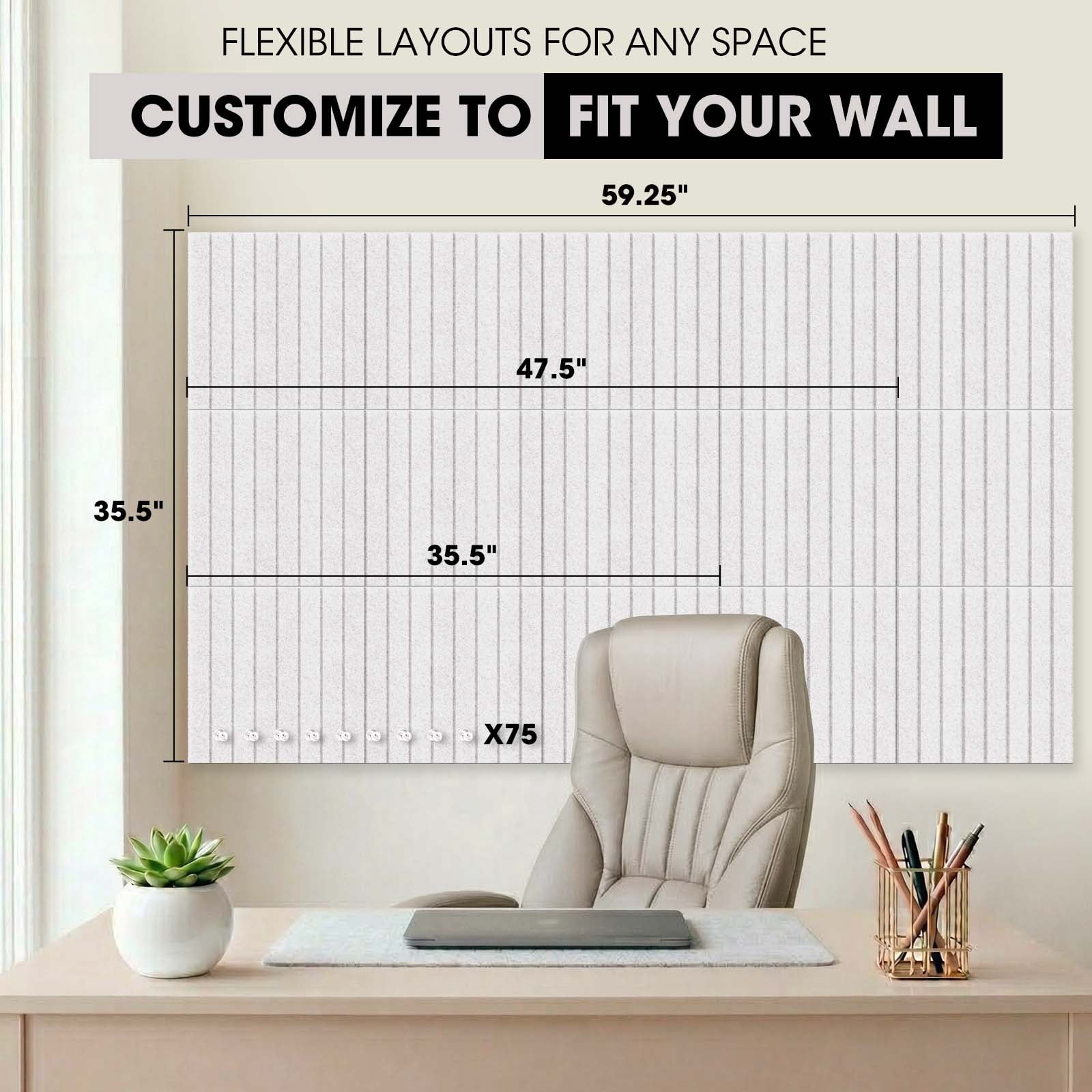 MYMULIKE 59" x 36" Large Light Gray Felt Bulletin Board, 15 Pack Cork Board Alternative with Adhesive Tabs for Wall & Room Decor,Home Office,Classroom Dorm