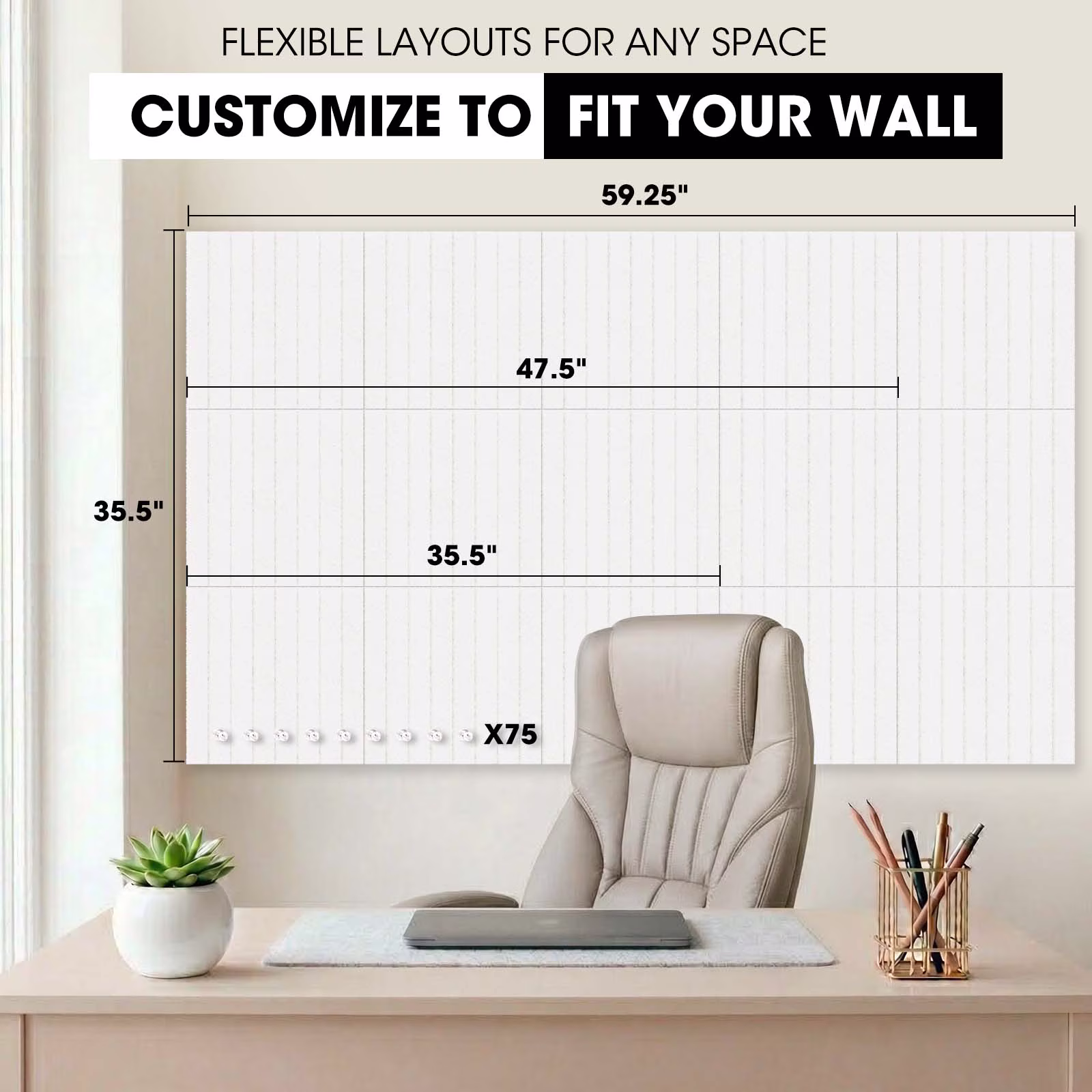 MYMULIKE 59" x 36" Large White Felt Bulletin Board, 15 Pack Cork Board Alternative with Adhesive Tabs for Wall & Room Decor,Home Office,Classroom Dorm