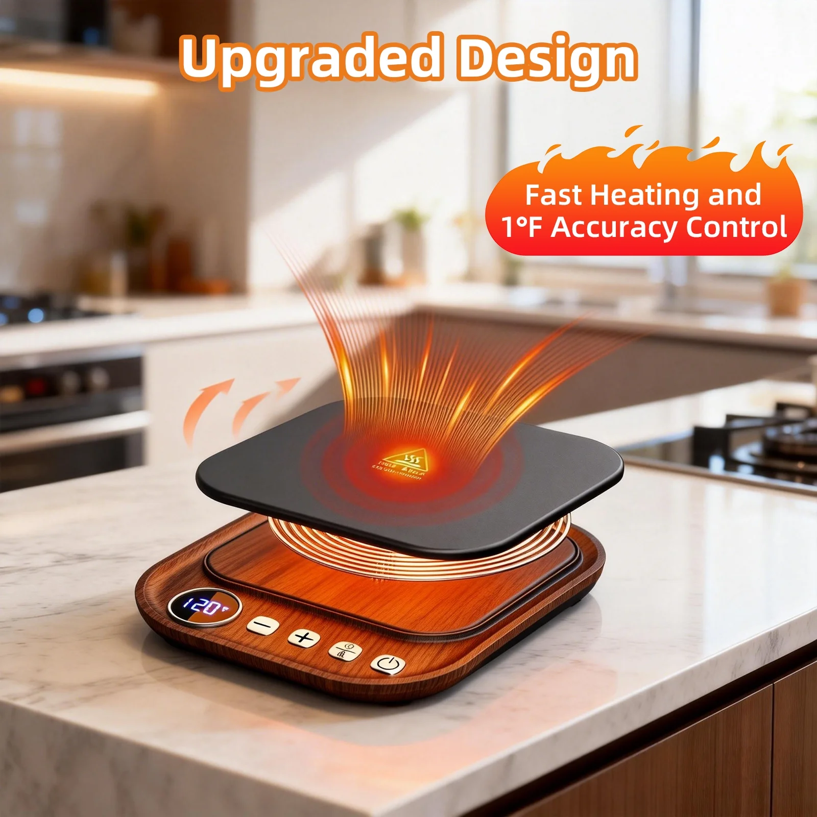Sourdough Starter Warmer Mat for Jars up to 40 oz with Temp Memory Function & Precise 1°F Thermostat Control (65-140°F), Sourdough Warming Mat for Home Baking with 24H Timer (Wood Grain)