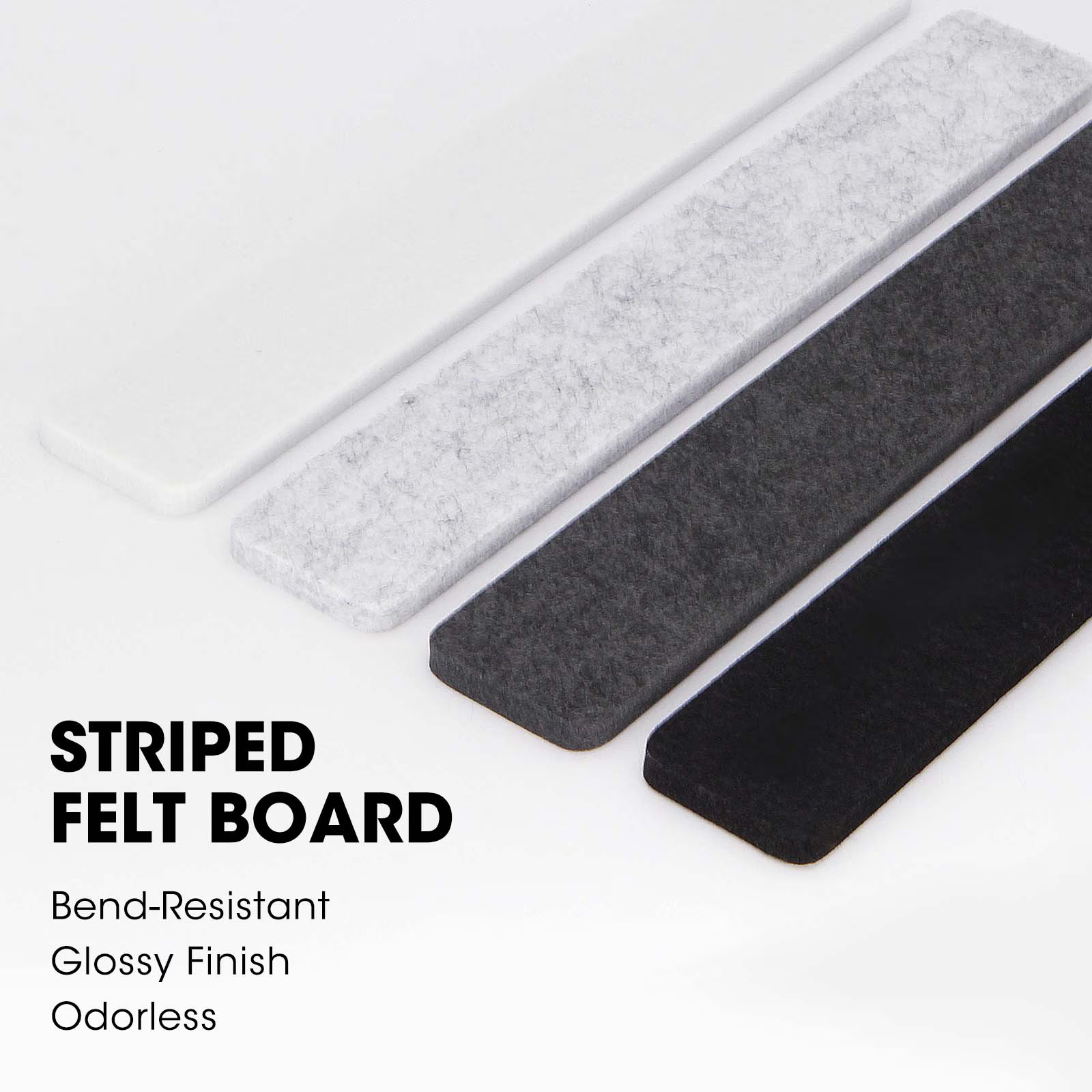 Cork Board Alternative Felt Strip Board 8-Pack 13"x2", Office Pin Board with 40 Push Pins, Adhesive Install for Bedroom Door & Home Office(Concrete Echo)