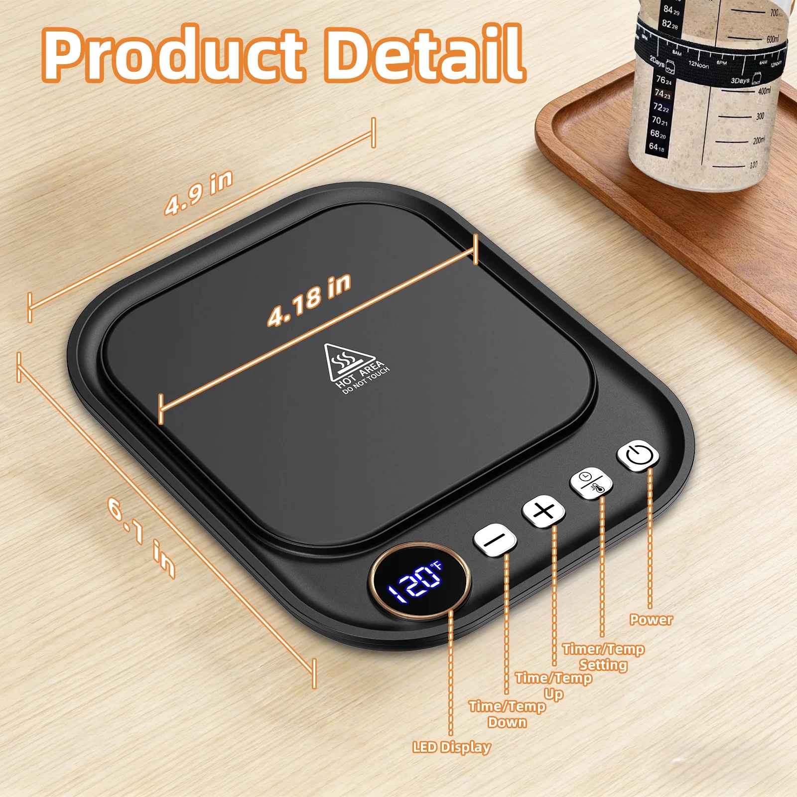 Sourdough Starter Warmer Mat for Jars up to 40 oz with Temp Memory Function & Precise 1°F Thermostat Control (65-140°F), Sourdough Warming Mat for Home Baking with 24H Timer (Black)