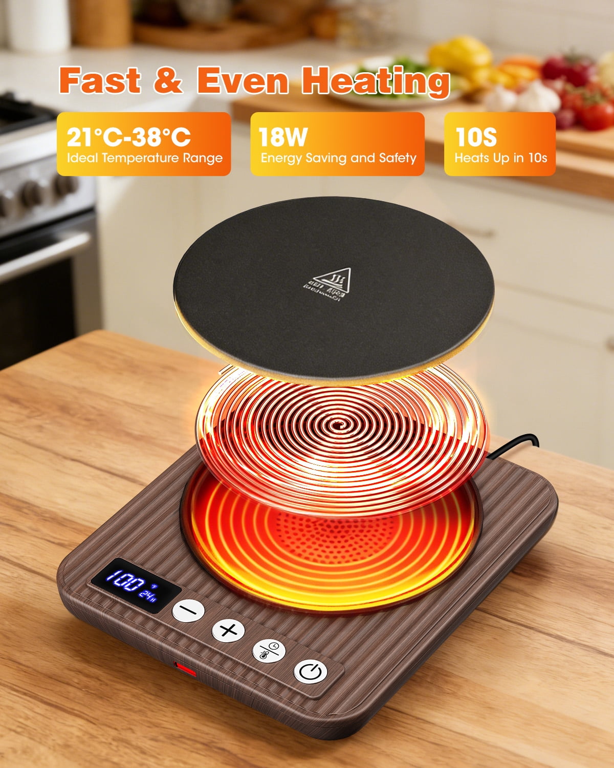 Sourdough Starter Warmer Mat, Upgrade Electric Sourdough Starter Warmer, 65-120°F -24H Timer - Fits Jars Up to 40oz, Sourdough Heater Proofing Tool, Perfect for Home Baking (Wood Grain)