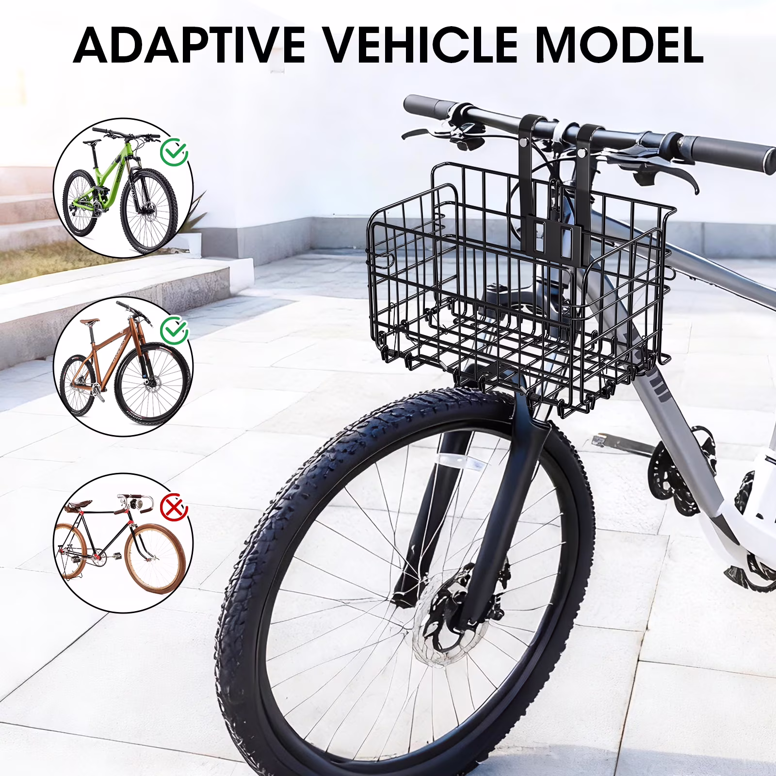 Bike Basket Front, Folding Bicycle Basket with Removable Waterproof Liner Bag, Rear Bike Cargo Rack, Bike Baskets for Adult Bikes Carrying Dogs,Pet,Grocery,Quick Release Design