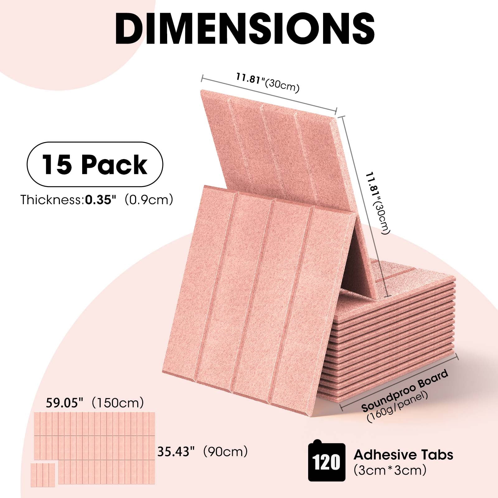 MYMULIKE 59" x 36" Large Pink Felt Bulletin Board, 15 Pack Cork Board Alternative with Adhesive Tabs for Wall & Room Decor,Home Office,Classroom Dorm