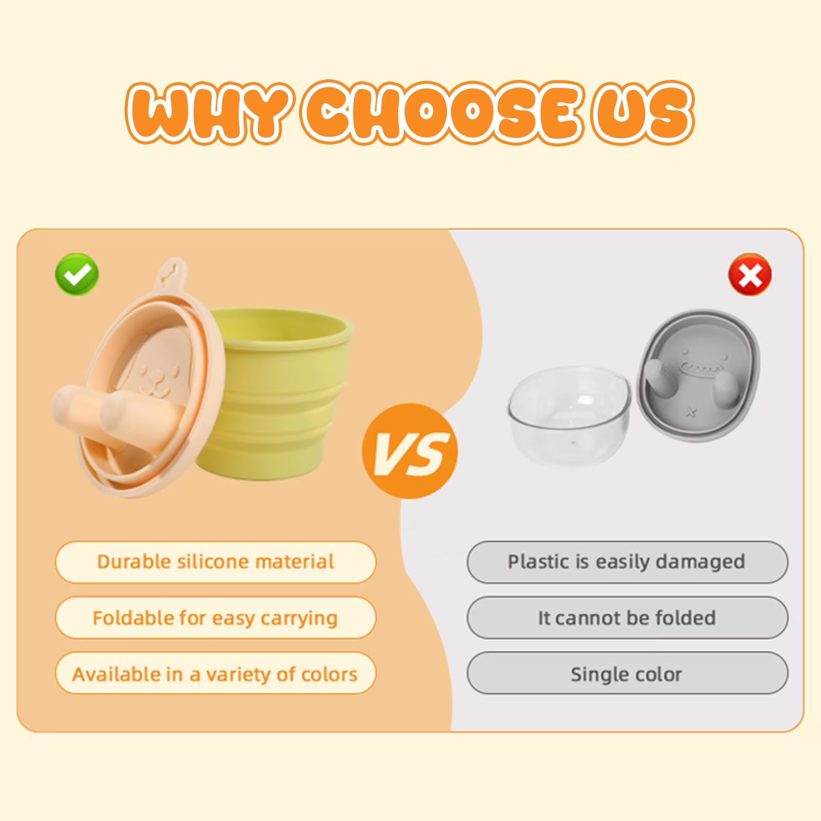 MYMULIKE Snack Finger Container, 2-in-1 No-Mess Snack Container with Fingertip Cover Portable Silicone Foldable Food Containers for Travel Camping Outdoor Keep Hands Clean (Yellow)