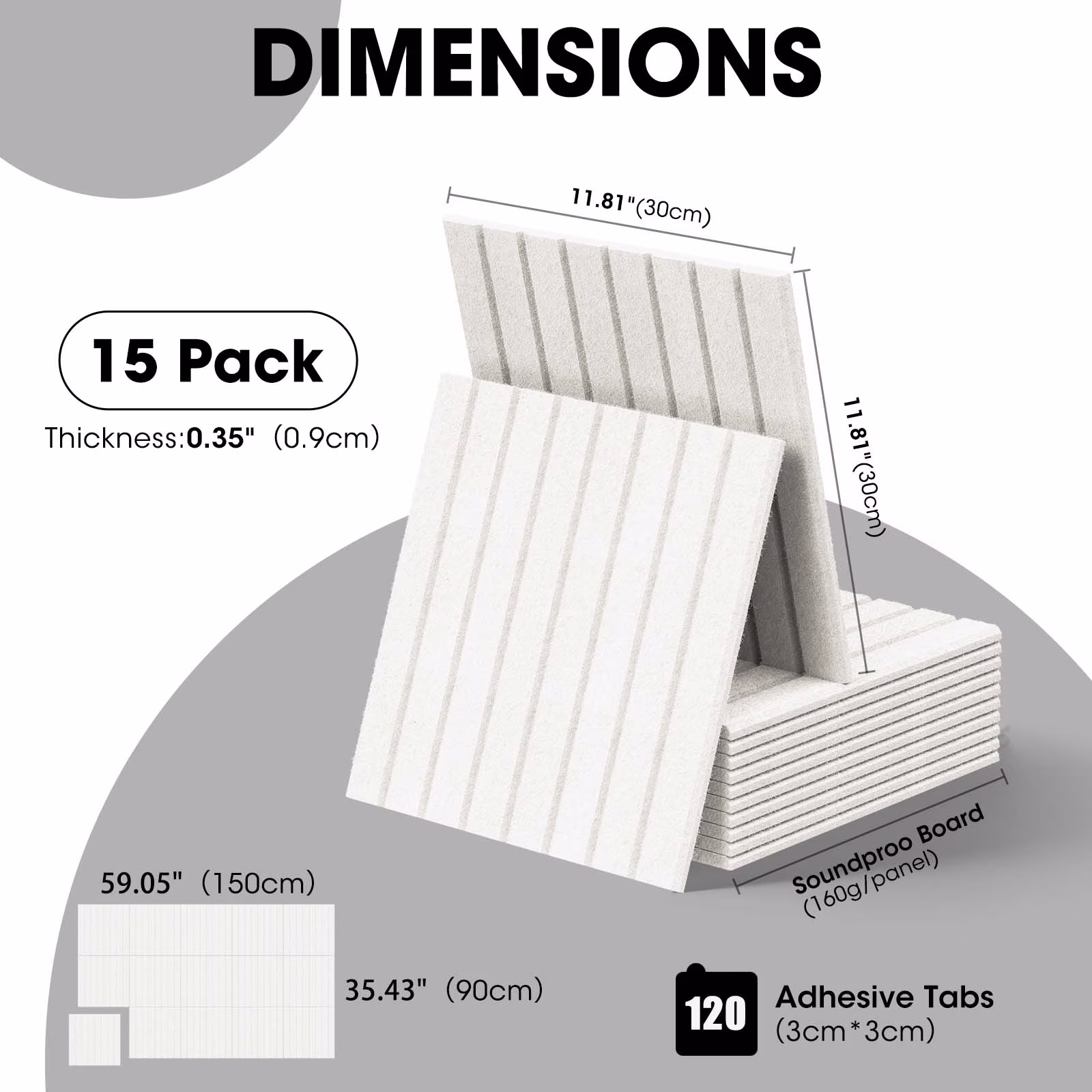 MYMULIKE 59" x 36" Large White Felt Bulletin Board, 15 Pack Cork Board Alternative with Adhesive Tabs for Wall & Room Decor,Home Office,Classroom Dorm