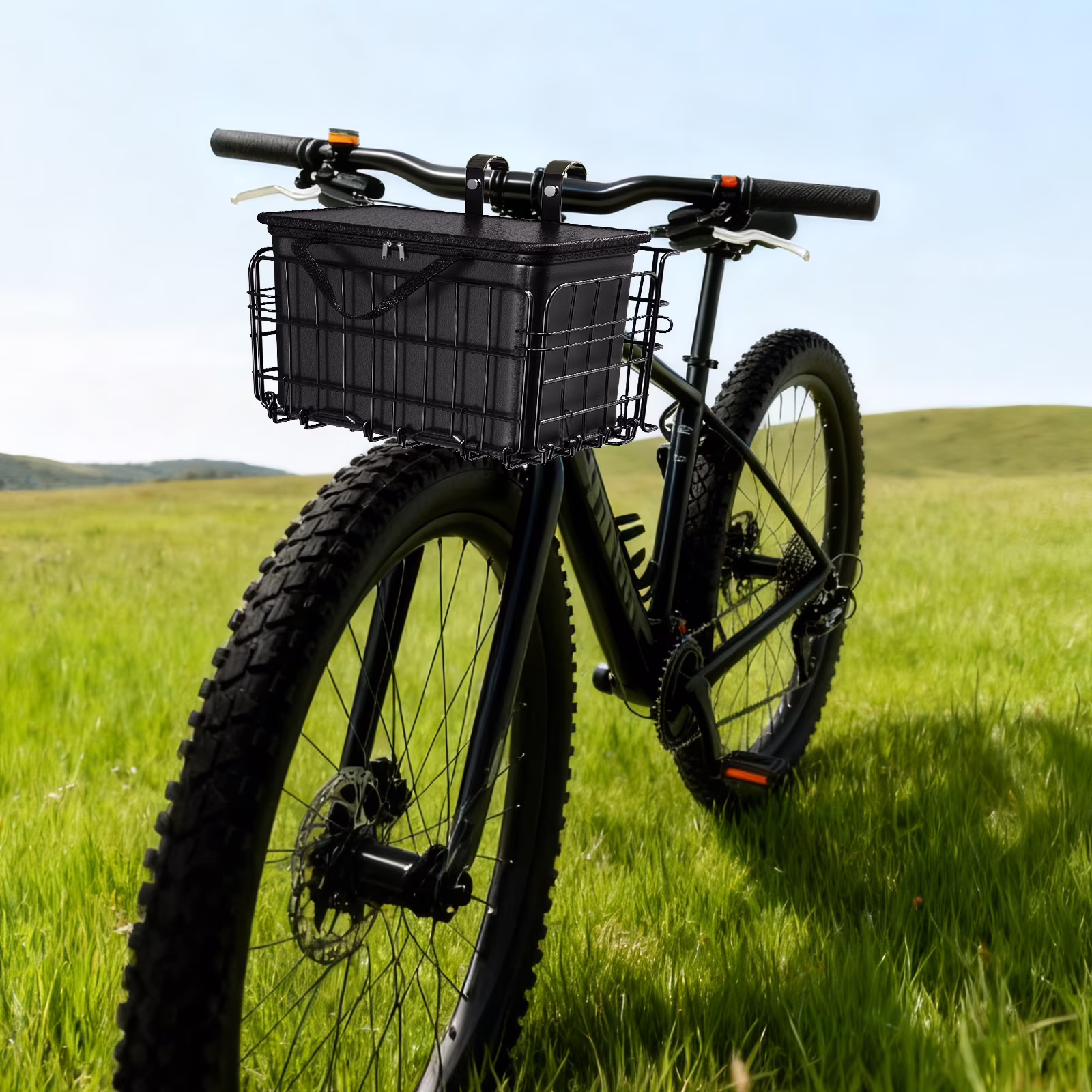 Bike Basket Front, Folding Bicycle Basket with Removable Waterproof Liner Bag, Rear Bike Cargo Rack, Bike Baskets for Adult Bikes Carrying Dogs,Pet,Grocery,Quick Release Design