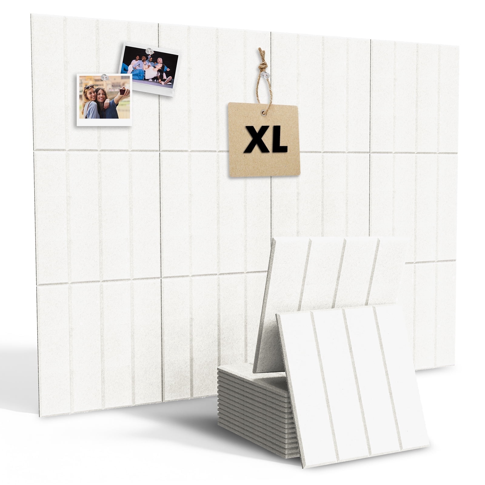MYMULIKE 48" x 36" Large White Felt Bulletin Board, 12 Pack Cork Board Alternative with Adhesive Tabs for Wall & Room Decor,Home Office,Classroom Dorm