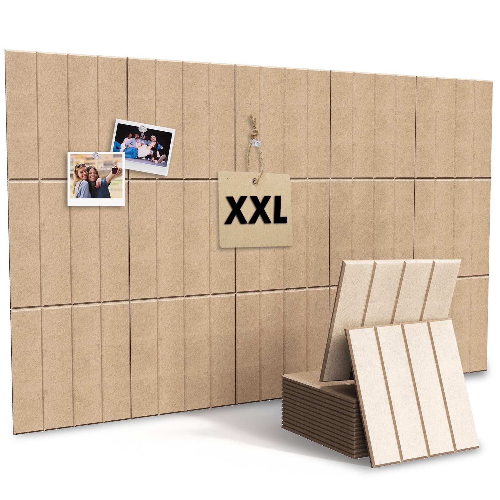 MYMULIKE 59" x 36" Large Dark Camel Felt Bulletin Board, 15 Pack Cork Board Alternative with Adhesive Tabs for Wall & Room Decor,Home Office,Classroom Dorm