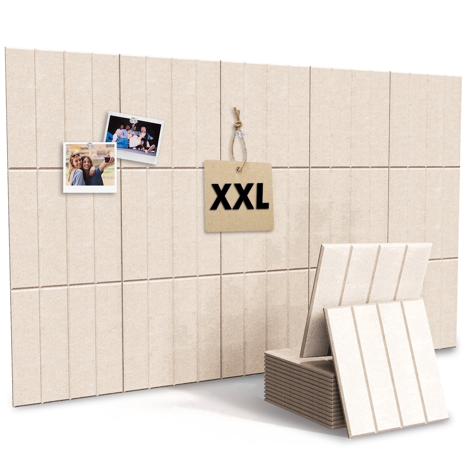 MYMULIKE 59" x 36" Large Light Camel Felt Bulletin Board, 15 Pack Cork Board Alternative with Adhesive Tabs for Wall & Room Decor,Home Office,Classroom Dorm