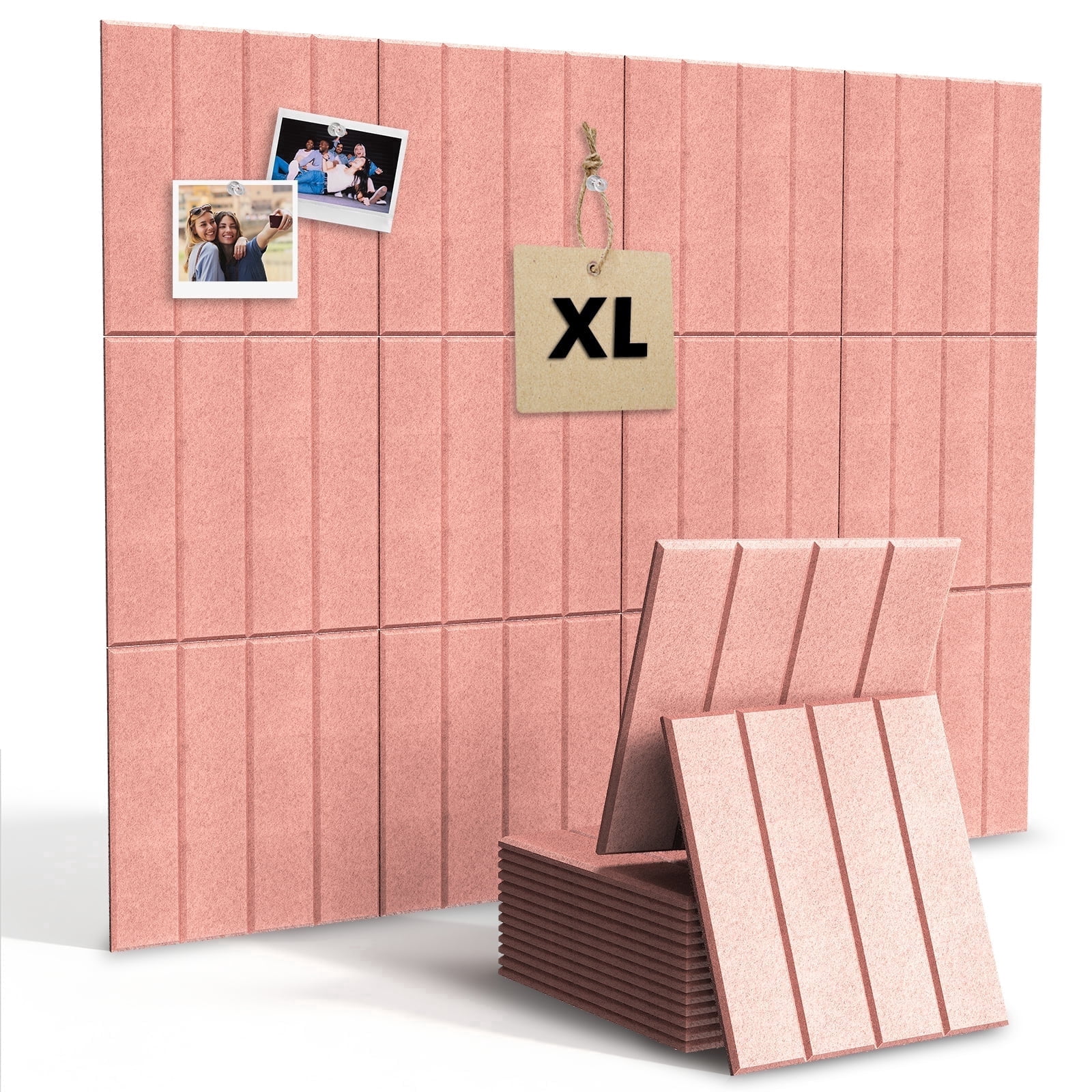 MYMULIKE 48" x 36" Large Pink Felt Bulletin Board, 12 Pack Cork Board Alternative with Adhesive Tabs for Wall & Room Decor,Home Office,Classroom Dorm