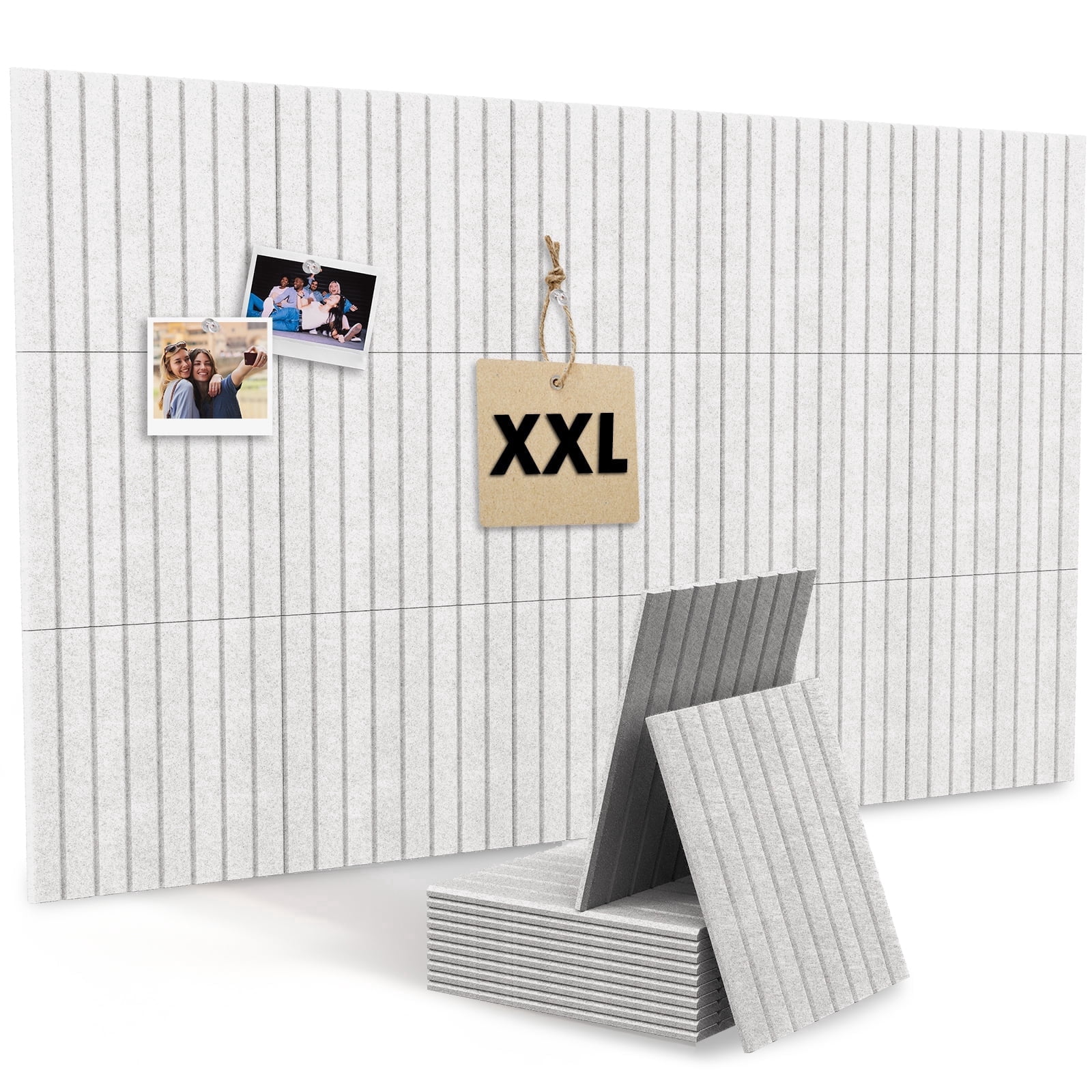MYMULIKE 59" x 36" Large Light Gray Felt Bulletin Board, 15 Pack Cork Board Alternative with Adhesive Tabs for Wall & Room Decor,Home Office,Classroom Dorm
