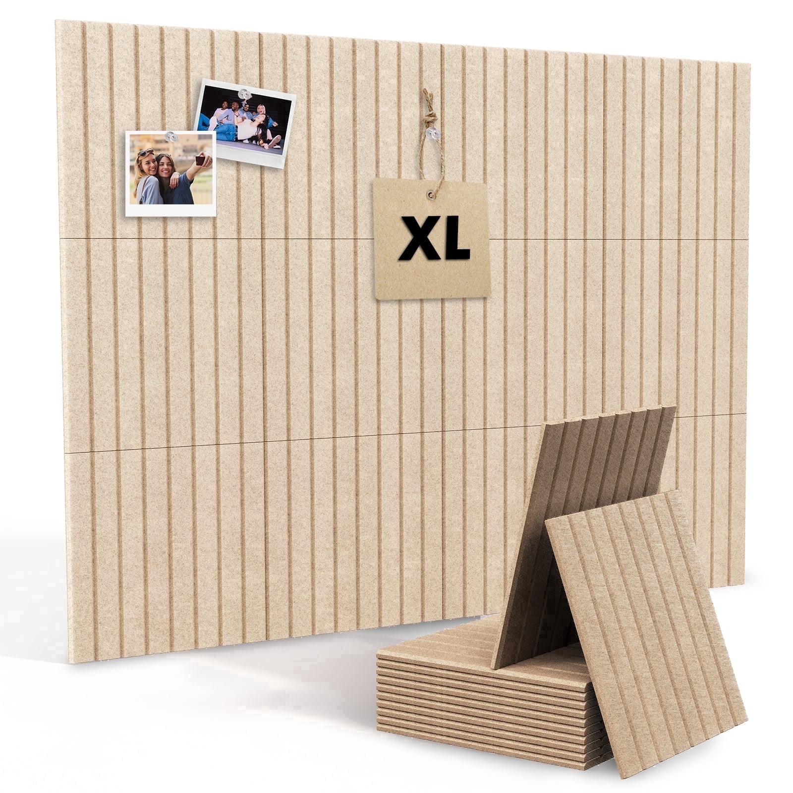 MYMULIKE 48" x 36" Large Dark Camel Felt Bulletin Board, 12 Pack Cork Board Alternative with Adhesive Tabs for Wall & Room Decor,Home Office,Classroom Dorm