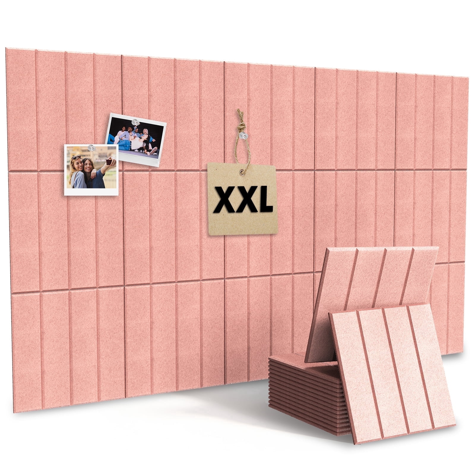 MYMULIKE 59" x 36" Large Pink Felt Bulletin Board, 15 Pack Cork Board Alternative with Adhesive Tabs for Wall & Room Decor,Home Office,Classroom Dorm