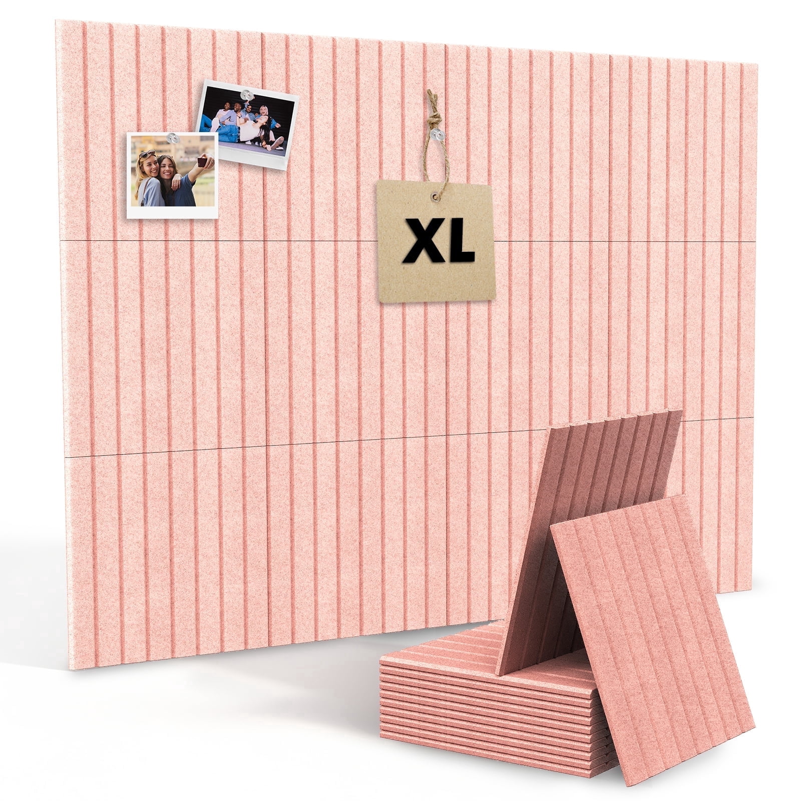 MYMULIKE 48" x 36" Large Pink Felt Bulletin Board, 12 Pack Cork Board Alternative with Adhesive Tabs for Wall & Room Decor,Home Office,Classroom Dorm