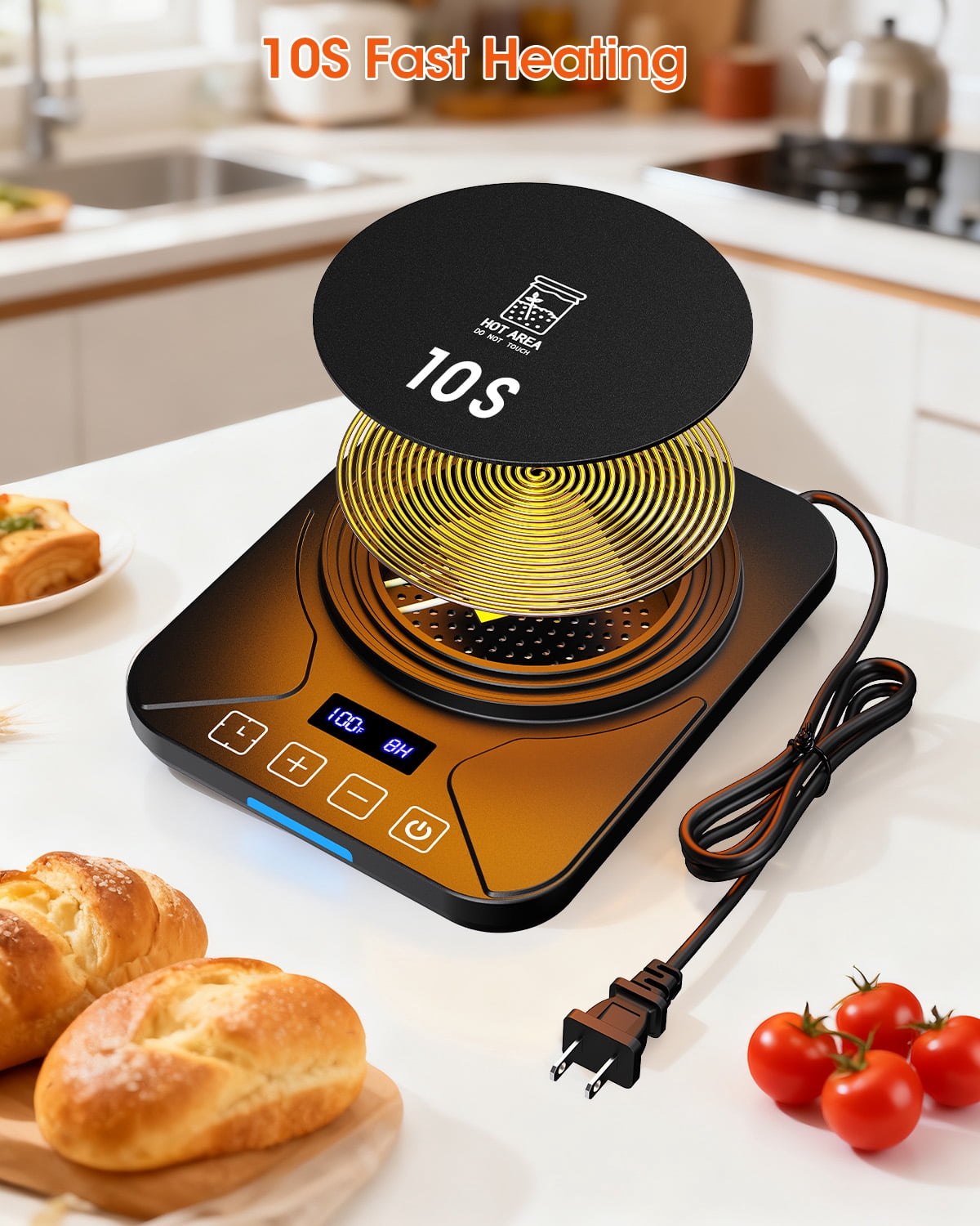 Sourdough Starter Warmer Mat, 24-Hour Timer, Precise 1°F Thermostat Control (70-100°F), Smart Memory Warming On/Off, Fits Jars Up to 40oz, Perfect for Home Baking (Black)